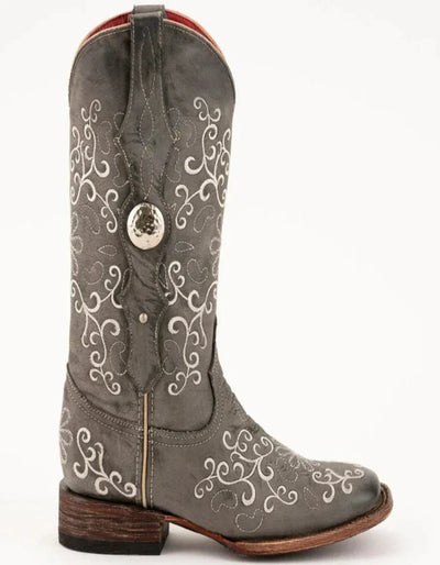 Ferrini Women's Bella Square Toe Boots Handcrafted - Grey/Smoke 8229349 5 82293-49-060-B  - from alligatorwarehouse.com