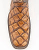 Ferrini Women's Bronco Square Toe Boots Pirarucu Fish Print - Cognac 2 93393-61-060-B  - from alligatorwarehouse.com