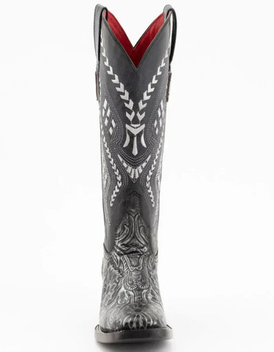 Ferrini Women's Cleopatra Square Toe Boots Handcrafted - Silver 4 83893-34-065-B  - from alligatorwarehouse.com