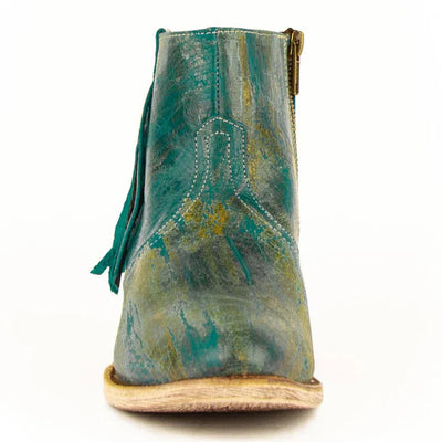 Ferrini Women's Fringe Round Toe Ankle Boots Handcrafted - Turquoise 6101150 5 61011-50-060-B  - from alligatorwarehouse.com