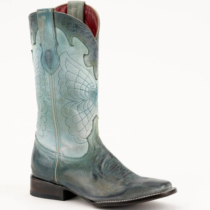 Ferrini Women's Glacier Narrow Square Toe Boots Handcrafted - Teal