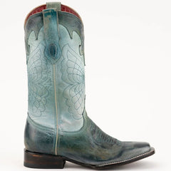 Ferrini Women's Glacier Narrow Square Toe Boots Handcrafted - Teal