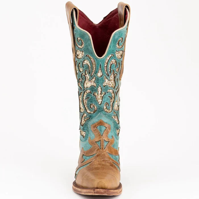 Ferrini Women's Glitz Snip Toe Boots Handcrafted - Antique Saddle 8306115 5 83061-15-060-B  - from alligatorwarehouse.com