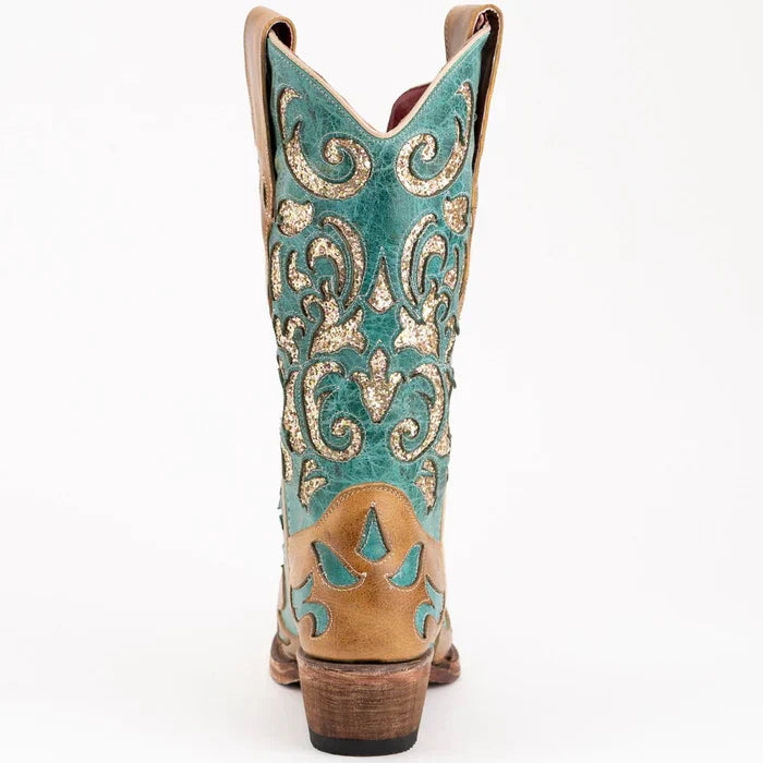 Ferrini Women's Glitz Snip Toe Boots Handcrafted - Antique Saddle 8306115 4 83061-15-060-B  - from alligatorwarehouse.com