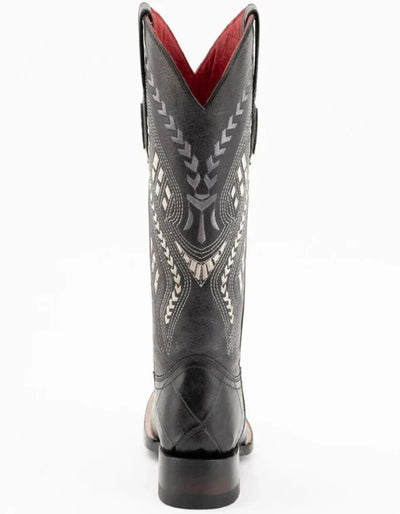 Ferrini Women's Jesse Square Toe Boots Alligator Print - Black 4 43593-04-090-D  - from alligatorwarehouse.com