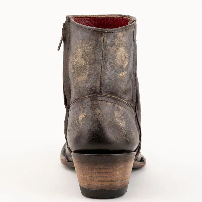 Ferrini Women's Stacey Round Toe Ankle Boots Handcrafted - Chocolate 6101152 4 61011-52-060-B  - from alligatorwarehouse.com