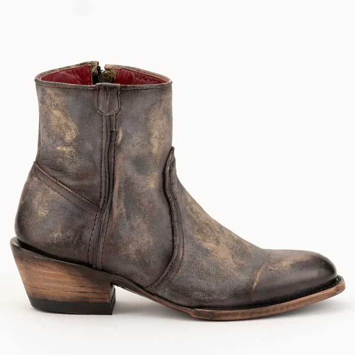 Ferrini Women's Stacey Round Toe Ankle Boots Handcrafted - Chocolate 6101152 3 61011-52-060-B  - from alligatorwarehouse.com