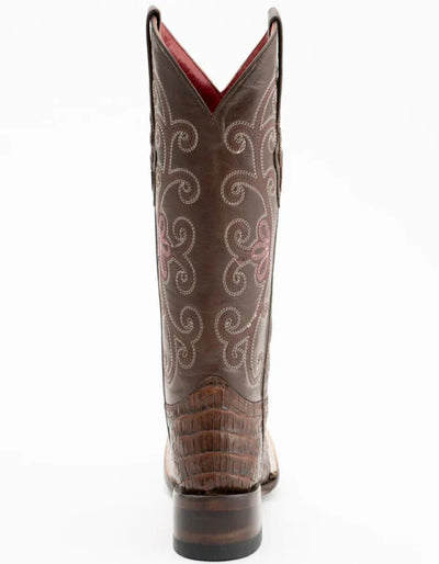Ferrini Women's Stampede Square Toe Boots Crocodile Print - Rust Brown 4 90393-23-060-B  - from alligatorwarehouse.com