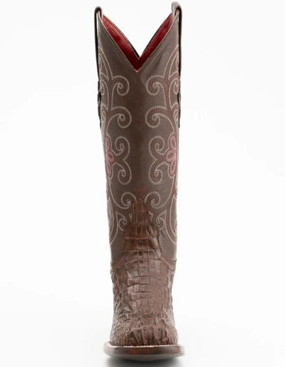Ferrini Women's Stampede Square Toe Boots Crocodile Print - Rust Brown 5 90393-23-060-B  - from alligatorwarehouse.com