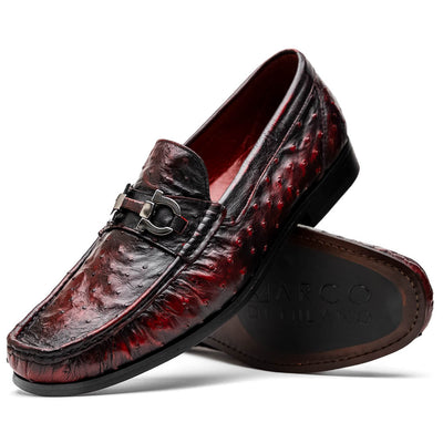 Marco Di Milano Ferrioni Ostrich Black Cherry Bit Loafer 2 FERRIONI_OSTRICH_BLACKCHERRY_8  - from alligatorwarehouse.com