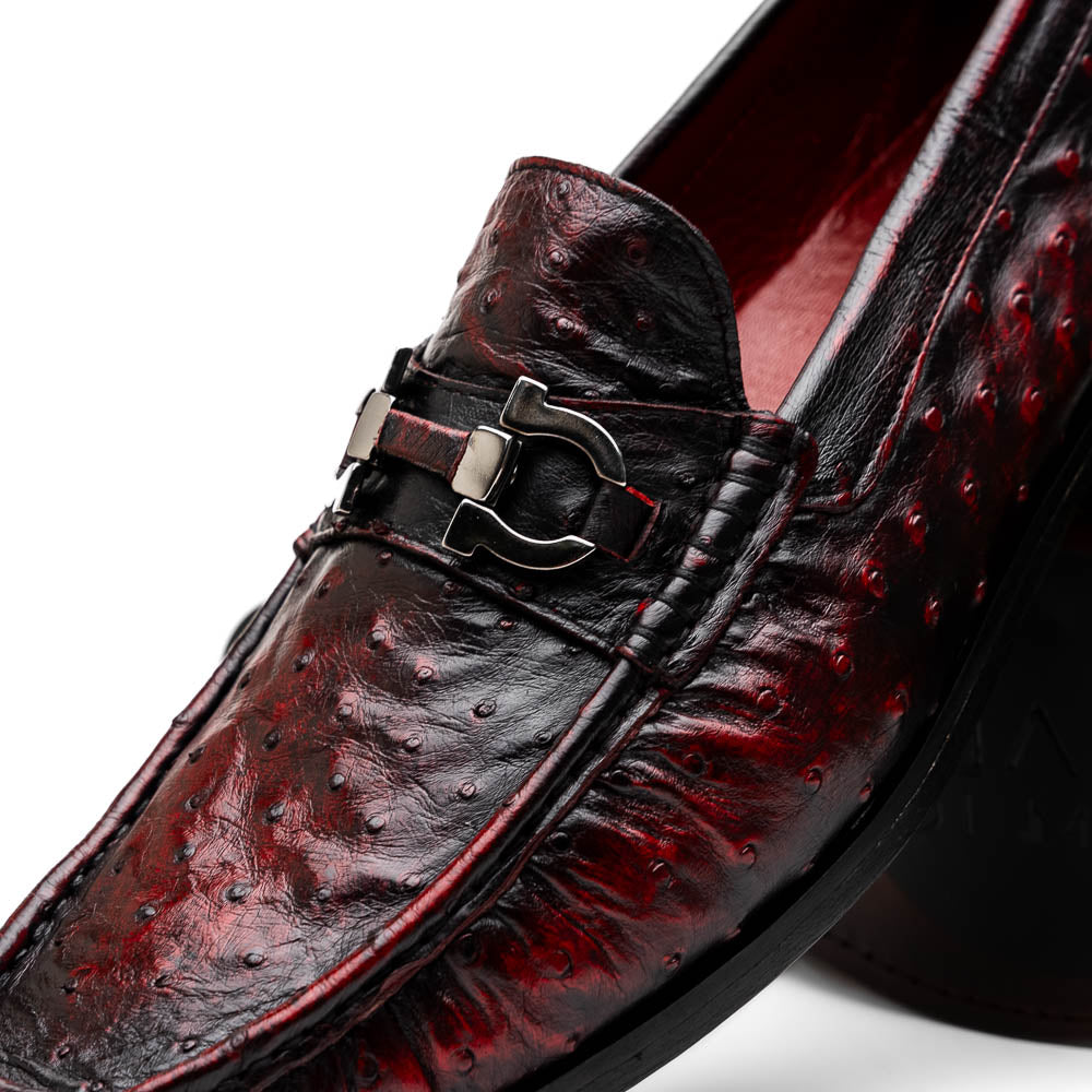 Marco Di Milano Ferrioni Ostrich Bit Loafers Black Cherry