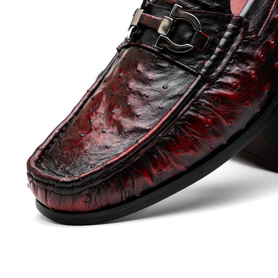 Marco Di Milano Ferrioni Ostrich Black Cherry Bit Loafer 4 FERRIONI_OSTRICH_BLACKCHERRY_8  - from alligatorwarehouse.com