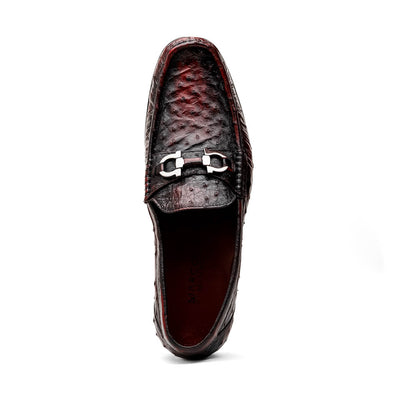 Marco Di Milano Ferrioni Ostrich Black Cherry Bit Loafer 5 FERRIONI_OSTRICH_BLACKCHERRY_8  - from alligatorwarehouse.com