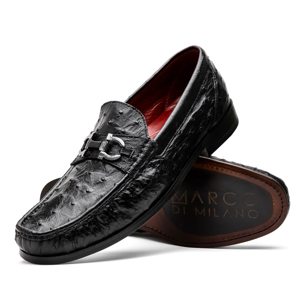 Marco Di Milano Ferrioni Ostrich Bit Loafers Black