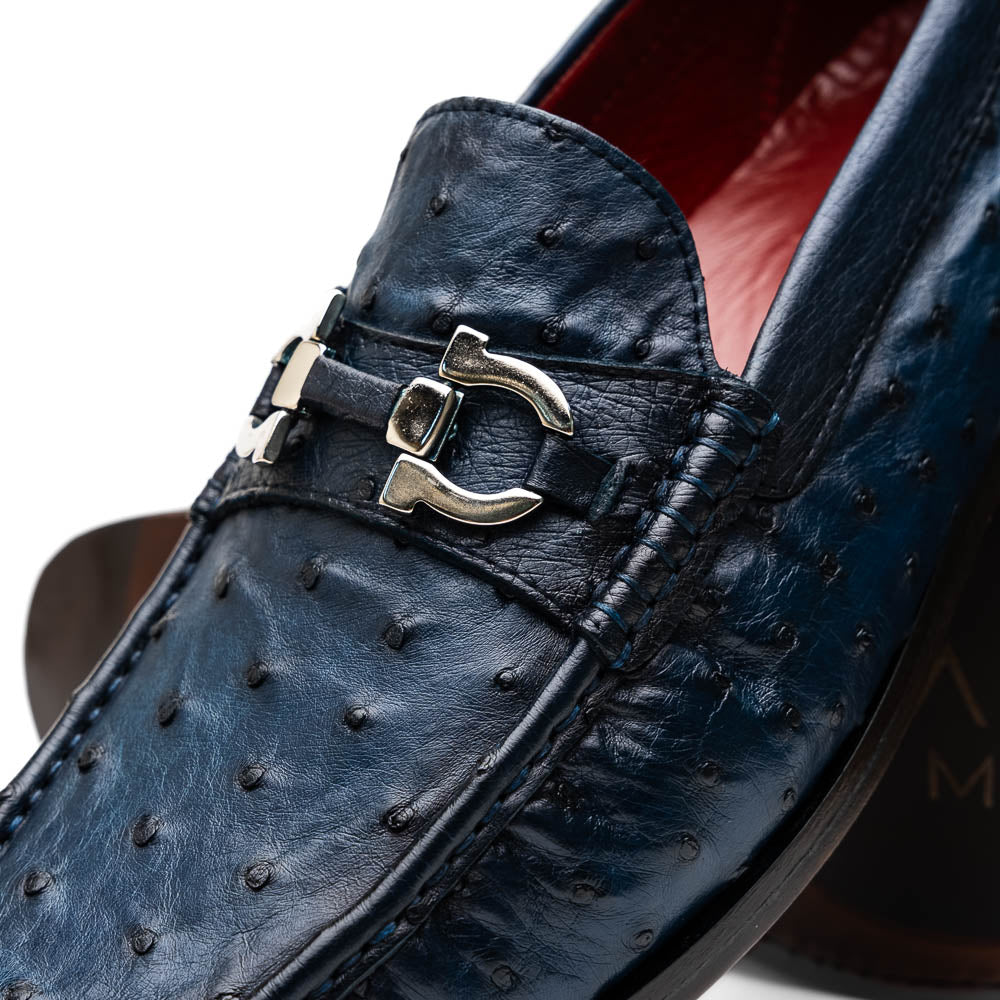 Marco Di Milano Ferrioni Ostrich Bit Loafers Navy