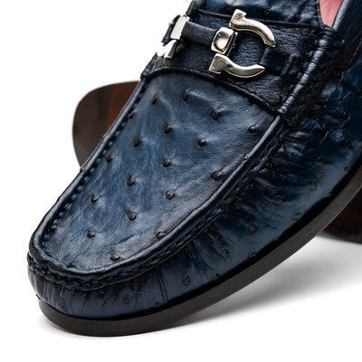 Marco Di Milano Ferrioni Ostrich Navy Bit Loafer 4 FERRIONI_OSTRICH_NAVY_8  - from alligatorwarehouse.com