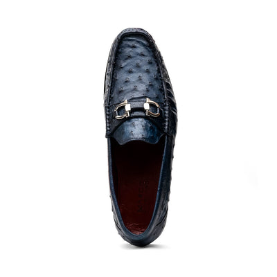Marco Di Milano Ferrioni Ostrich Navy Bit Loafer 5 FERRIONI_OSTRICH_NAVY_8  - from alligatorwarehouse.com