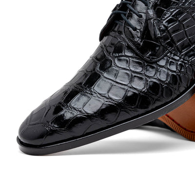 Marco Di Milano Fitipaldi Black Alligator Derby Shoe 3 FITIPALDI_ALLIGATOR_BLACK_9  - from alligatorwarehouse.com