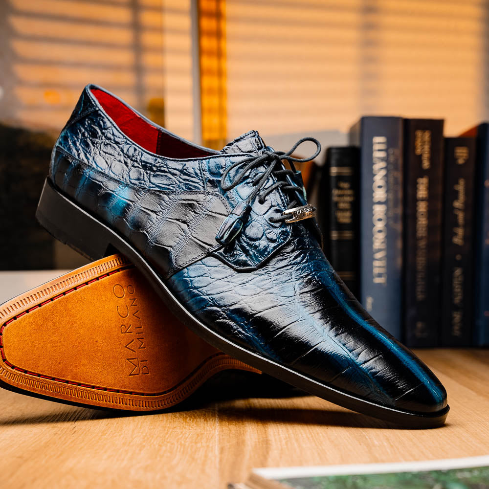 Marco Di Milano Fitipaldi: Rustic Navy Leather Loafers