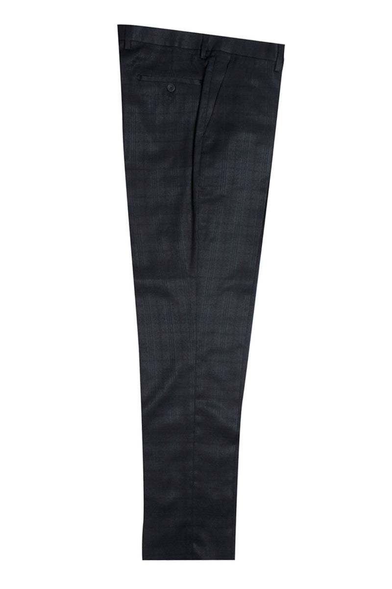 "Mens Stacy Adams Suit - Stacy Adams Suit Men's Glen Plaid Suit - One Button Vested Peak Lapel in Black"