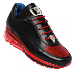 Belvedere  Flash  Black / Red Genuine Ostrich  Soft Italian Calf Skin Sneakers