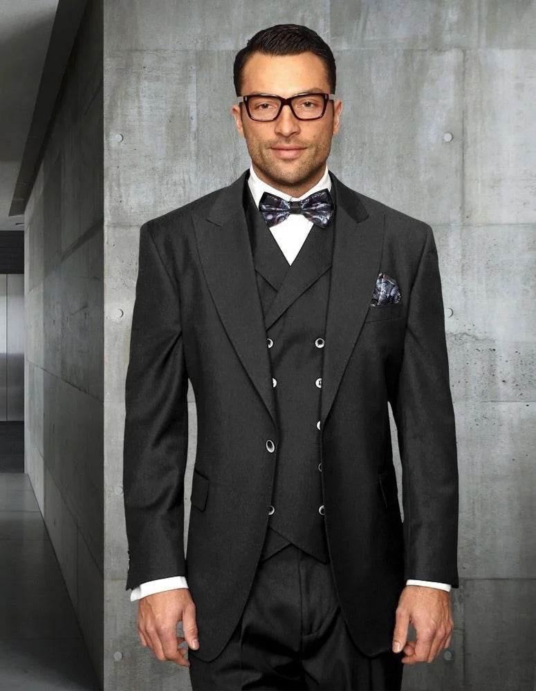 Statement Men's Outlet 3 Piece 100% Wool Suit - Light Plaid