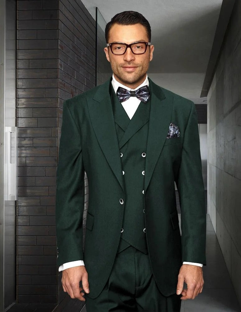 Statement Men's Outlet 3 Piece 100% Wool Suit - Light Plaid