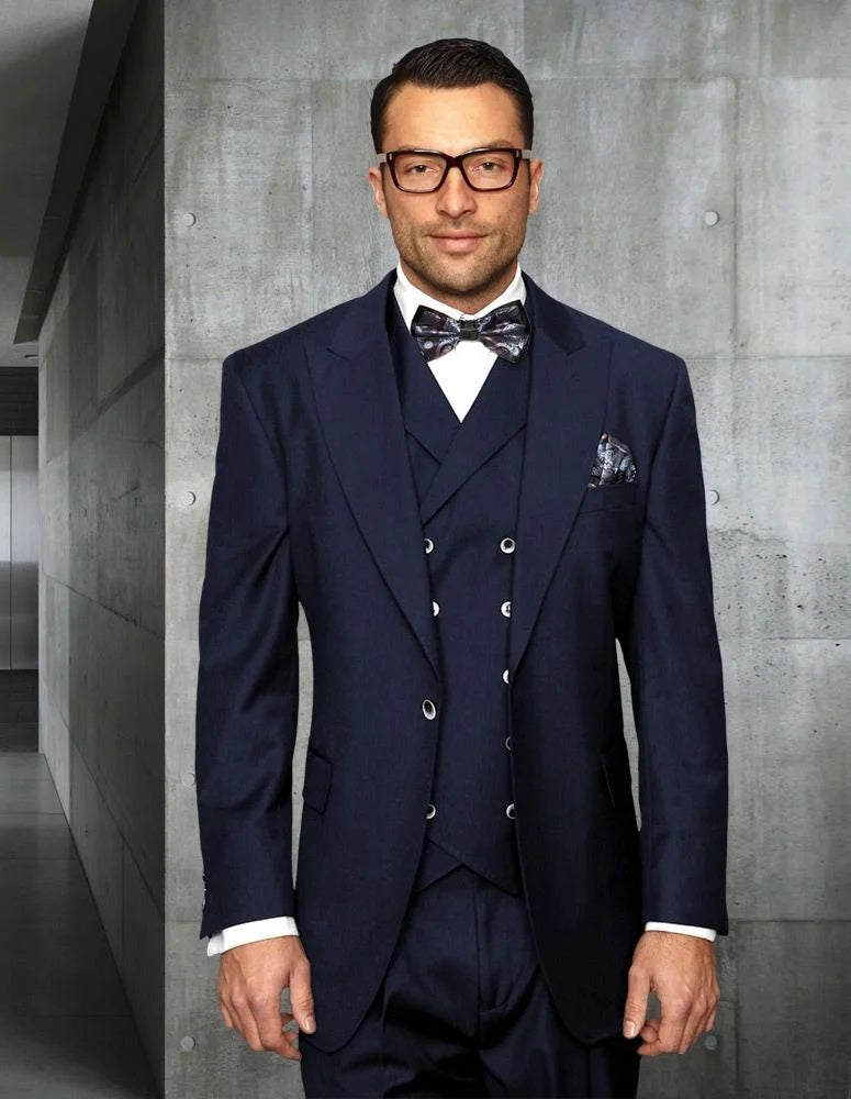 Statement Men's Outlet 3 Piece 100% Wool Suit - Light Plaid