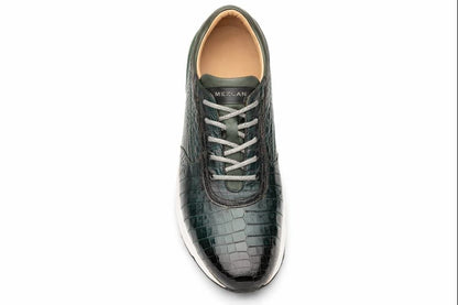 Men's Quevedo  Forest/Green Genuine Crocodile Exotic Sneaker By Mezlan Made In Spain Brand