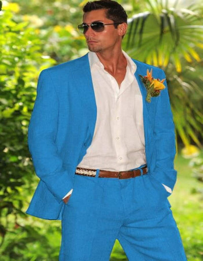 Mens Summer Suits French Blue - Turqoise Color - Beach Wedding 1 UL-9336  - from alligatorwarehouse.com