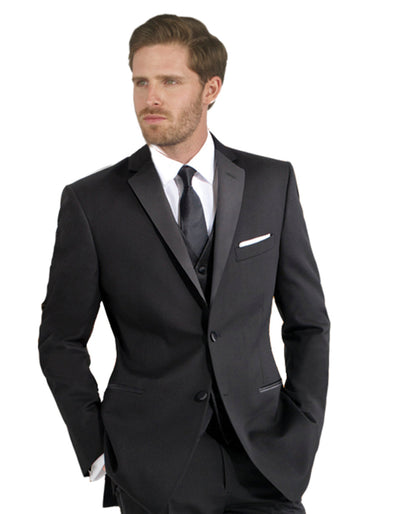 Mens Vested 2 Button Slim Fit Wool Black Tuxedo - Mens Slim Fitted Tuxedo 1 HZ-4651  - from alligatorwarehouse.com