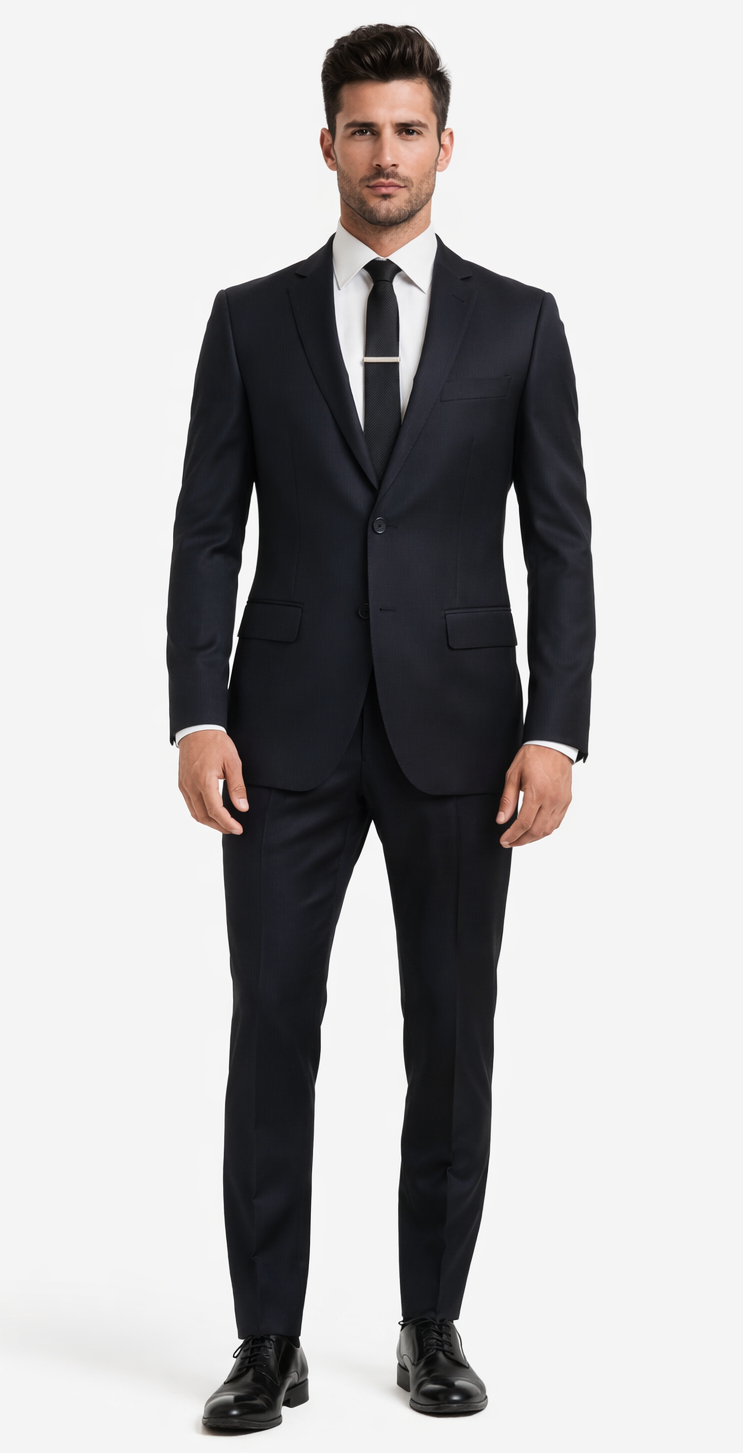 Galante Uomo Made in Italy Wool Black Suit