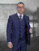 Statement Men's 3-Piece Fashion Suit – 100% Wool with Herringbone Stripe Pattern 2 GARDA-BLACK-34S  - from alligatorwarehouse.com