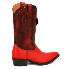 Men's King Exotic Boots Genuine Python 3x Toe Red (495vf5712)