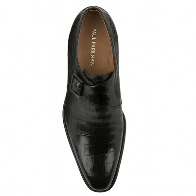 Gigolo Black Crocodile Single Monk-Strap Loafers By Mezlan Made In Spain Brand 6   - from alligatorwarehouse.com