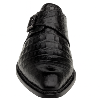 Gigolo Black Crocodile Single Monk-Strap Loafers By Mezlan Made In Spain Brand 7   - from alligatorwarehouse.com