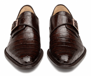 Gigolo Brown Crocodile Monk Strap Loafers By Mezlan Made In Spain Brand