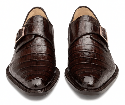 Gigolo Brown Crocodile Monk Strap Loafers By Mezlan Made In Spain Brand 2   - from alligatorwarehouse.com