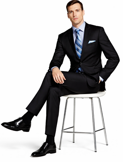 Giorgio Fiorelli Black and French Blue Two-Button Suit