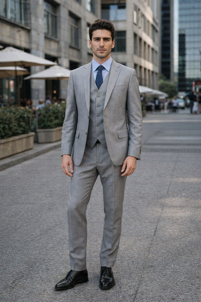 Giorgio Fiorelli Grey Two-Button Suit + Vest