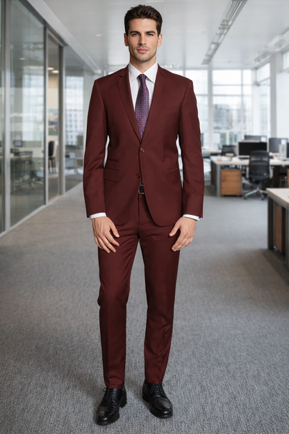 Giorgio Fiorelli Two-Button Suit in Burgundy, Camel, Beige