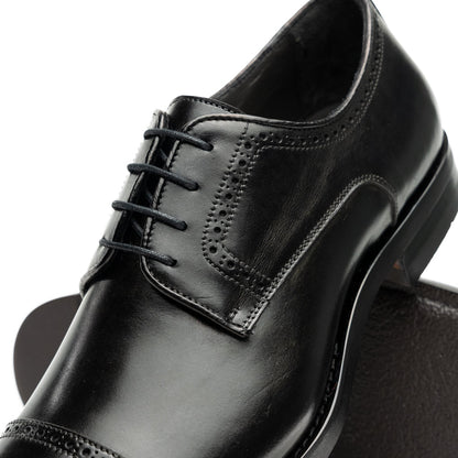 Zelli Giovanni Black Cap Toe Brogues with Textured Finish