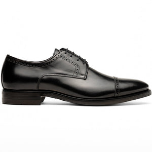 Zelli Giovanni Black Cap Toe Brogues with Textured Finish