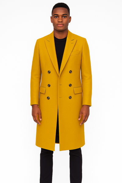 Men's Gold 44Inch Long Double Breasted Overcoat Winter Men's Topcoat Sale 6   - from alligatorwarehouse.com