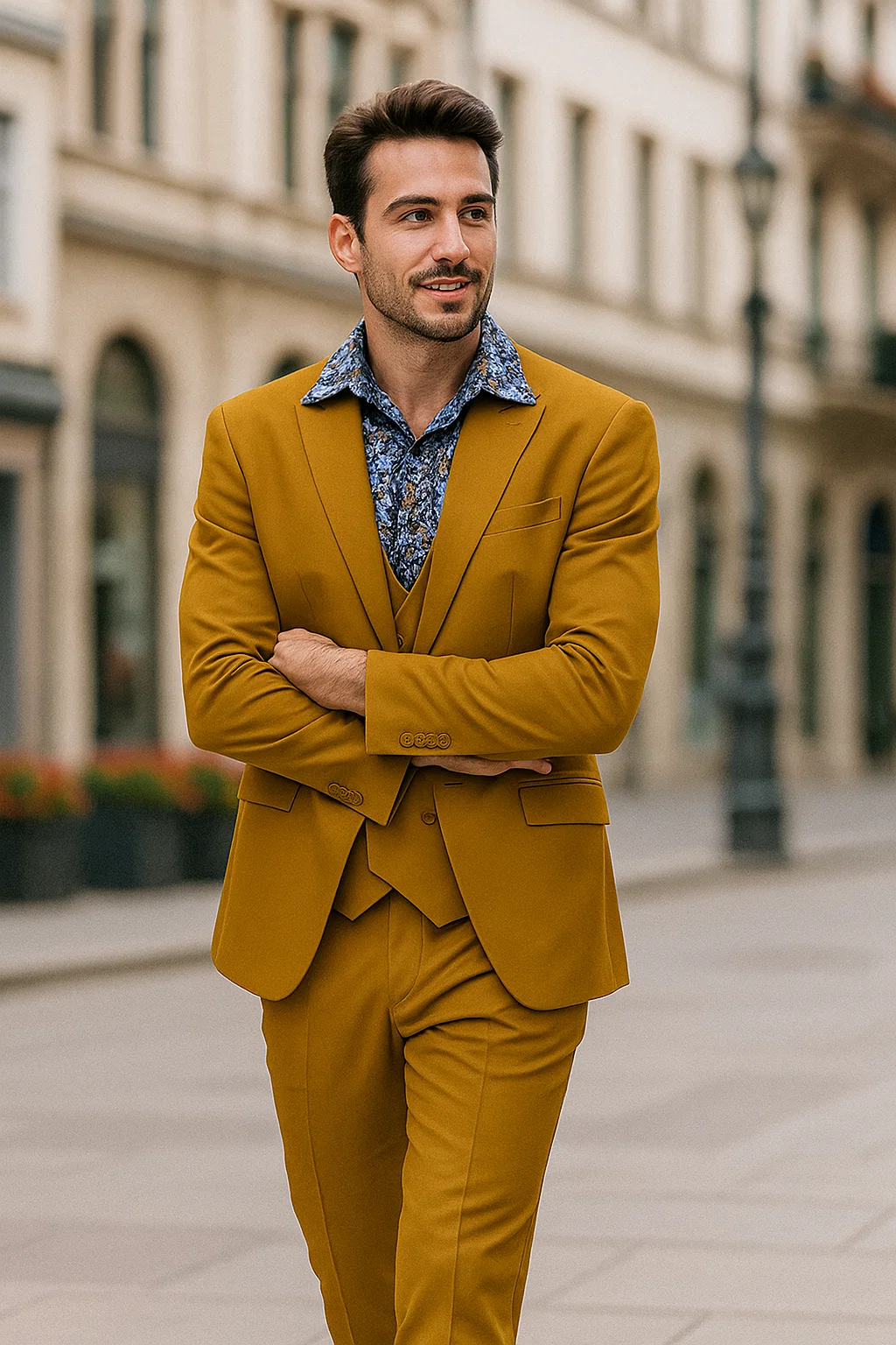 Luxury Gold Suit for Men – Double Breasted Vest & Peak Lapel Design 2   - from alligatorwarehouse.com
