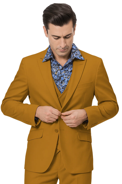 Luxury Gold Suit for Men – Double Breasted Vest & Peak Lapel Design 6   - from alligatorwarehouse.com
