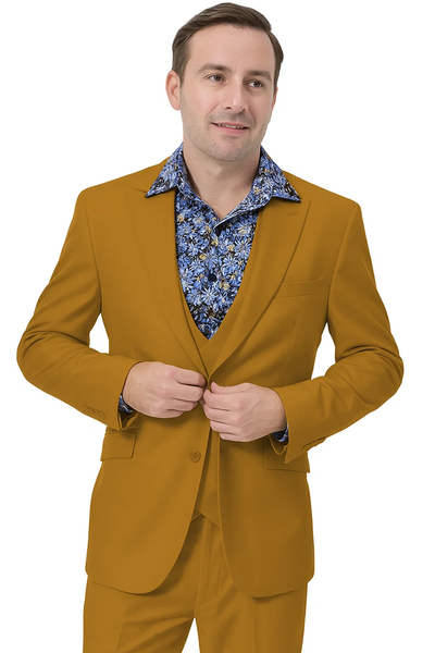 Luxury Gold Suit for Men – Double Breasted Vest & Peak Lapel Design 4   - from alligatorwarehouse.com