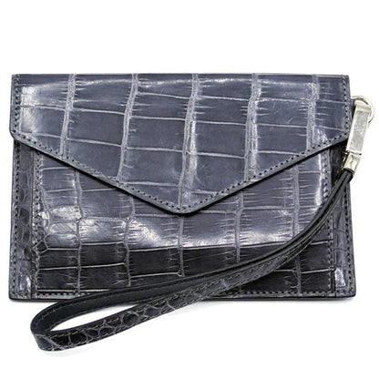 Zelli Gracen Genuine Nile Crocodile Envelope in Gray | A Zelli Italia Collaboration