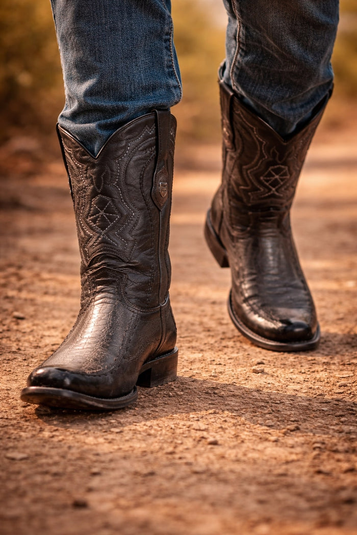 Men's Wild West Ostrich Leg with Deer Dubai Toe Boots 279F05