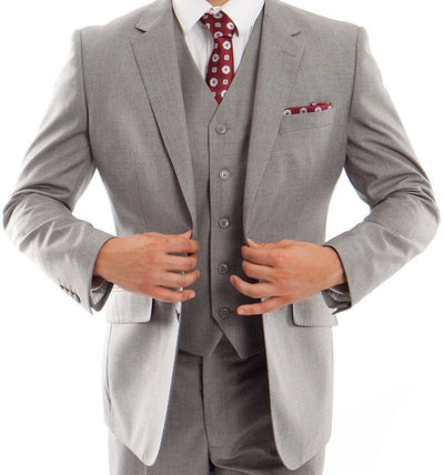 Arezzo Collection - 100% Wool Suit Modern Fit Italian Style 3 Piece in Gray 1 SO4MW249-05-36R  - from alligatorwarehouse.com